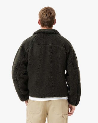Chaqueta de felpa con cremallera y bloques de color