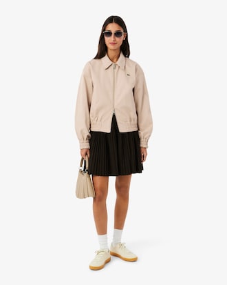 Chaqueta de tela de gabardina el&aacute;stica con cuello doble