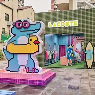 Front of the Lacoste pop-up store in Shanghai for the "Summer Attitude" collection.