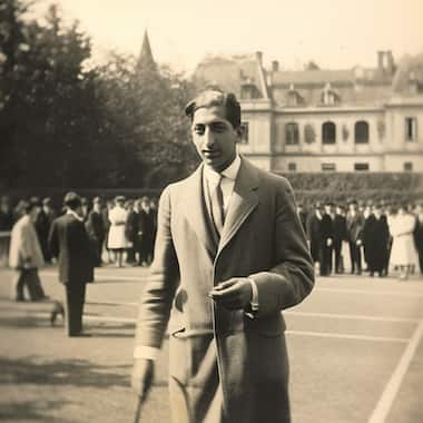 Tennisman années 20. Image générée par IA avec MidJourney.