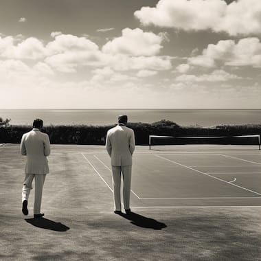 Tennisman années 20. Image générée par IA avec MidJourney.