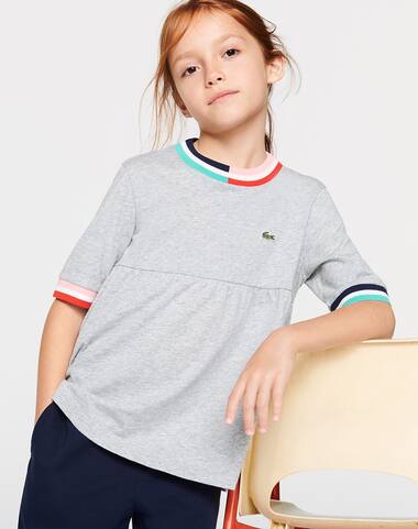 Chemise manches longues en pinpoint de coton rose pale Lacoste