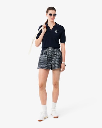 Polo maille col ouvert badge regular fit