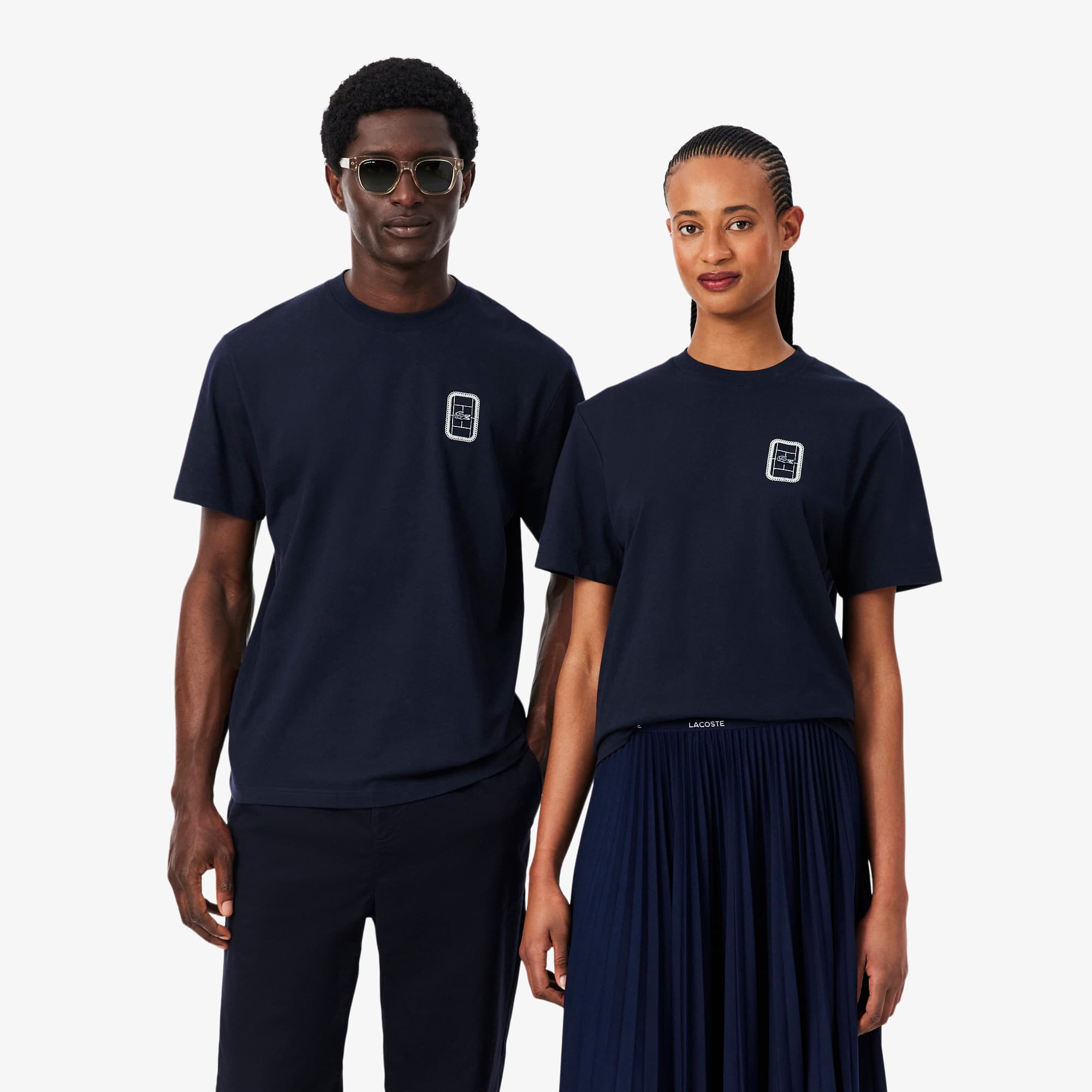 Lacoste T-shirt jersey coton imprimé tennis Taille XXL Bleu Marine