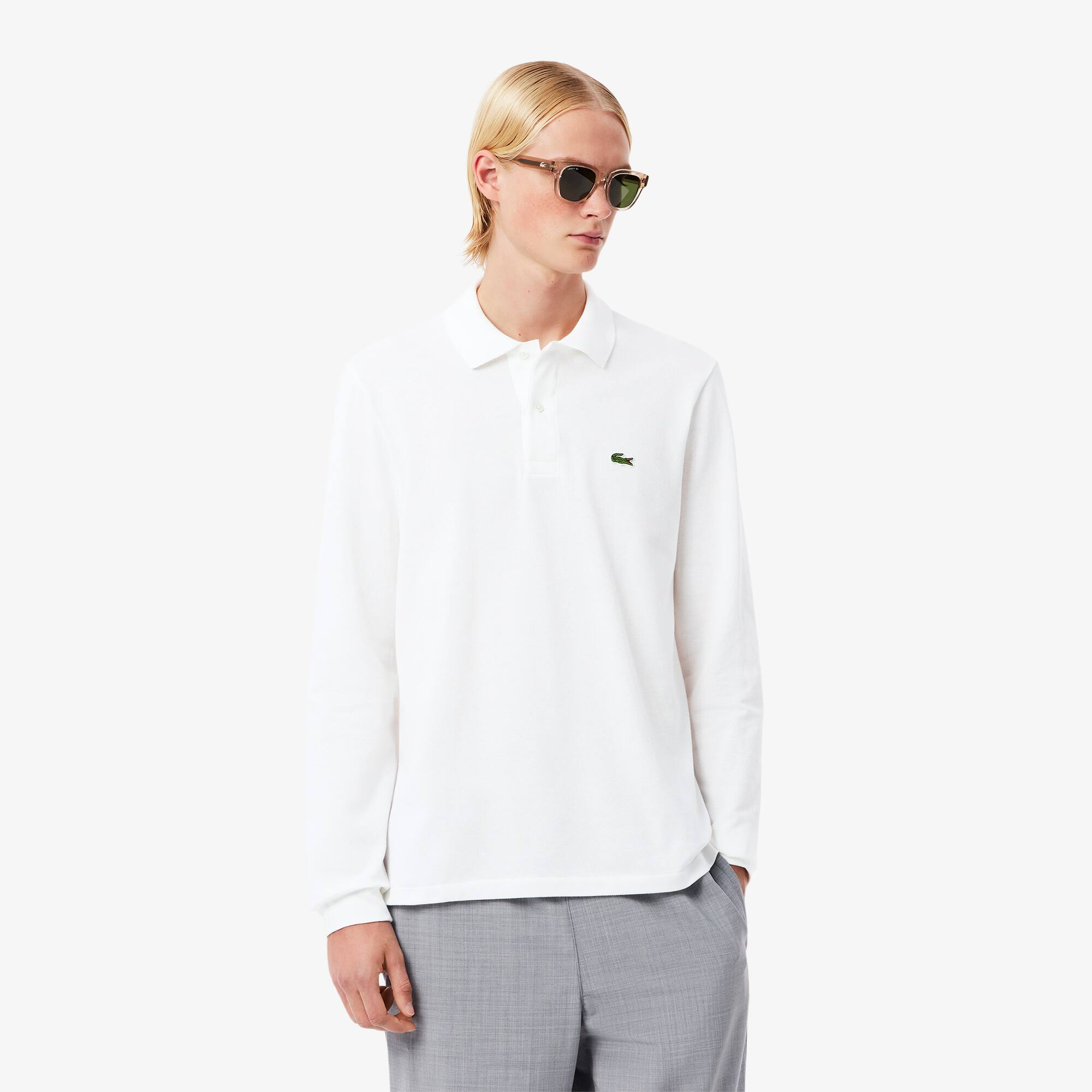 Polo classique Lacoste L.12.12 à manches longues Taille 11 - 6XL Blanc