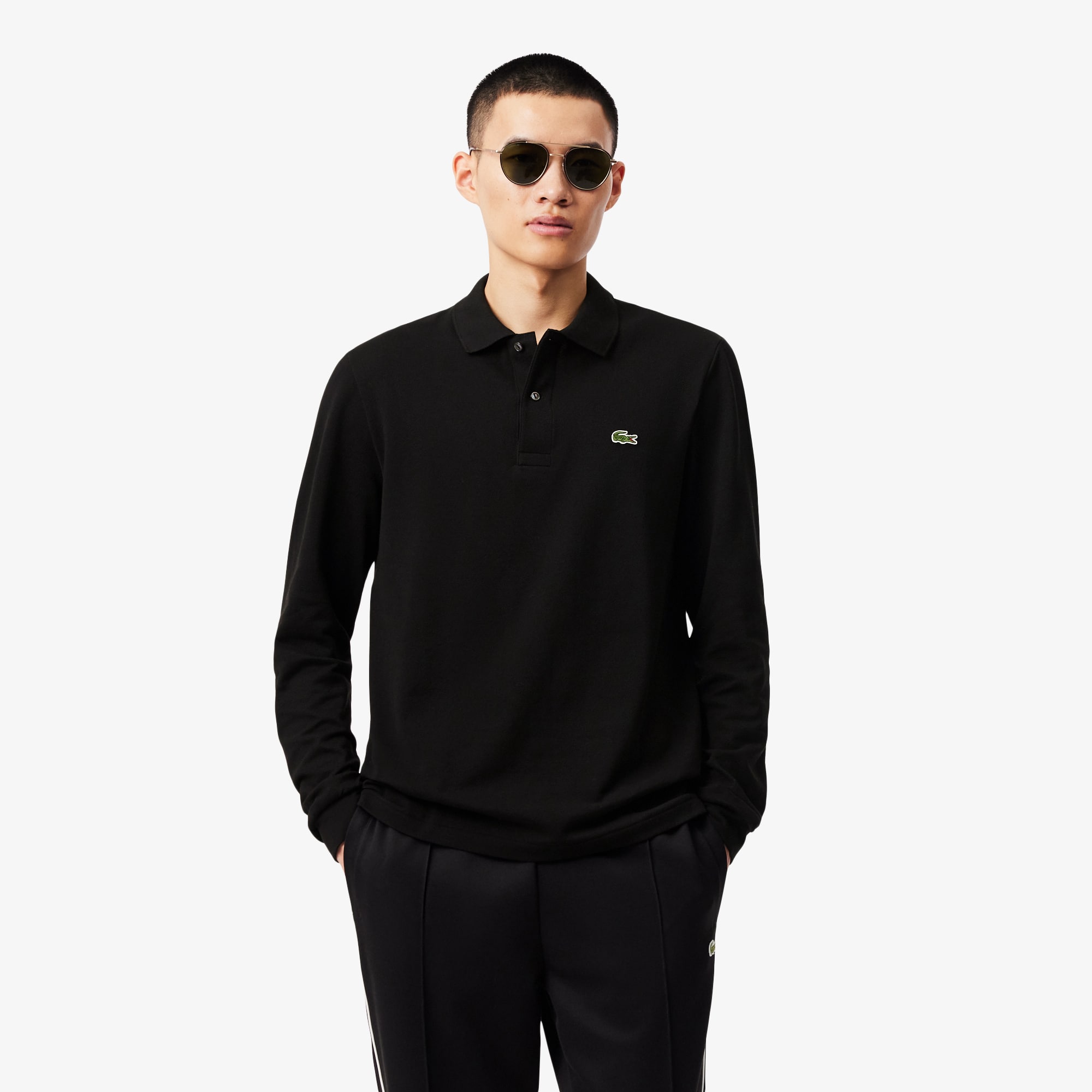 Polo classique Lacoste L.12.12 à manches longues Taille 10 - 5XL Noir