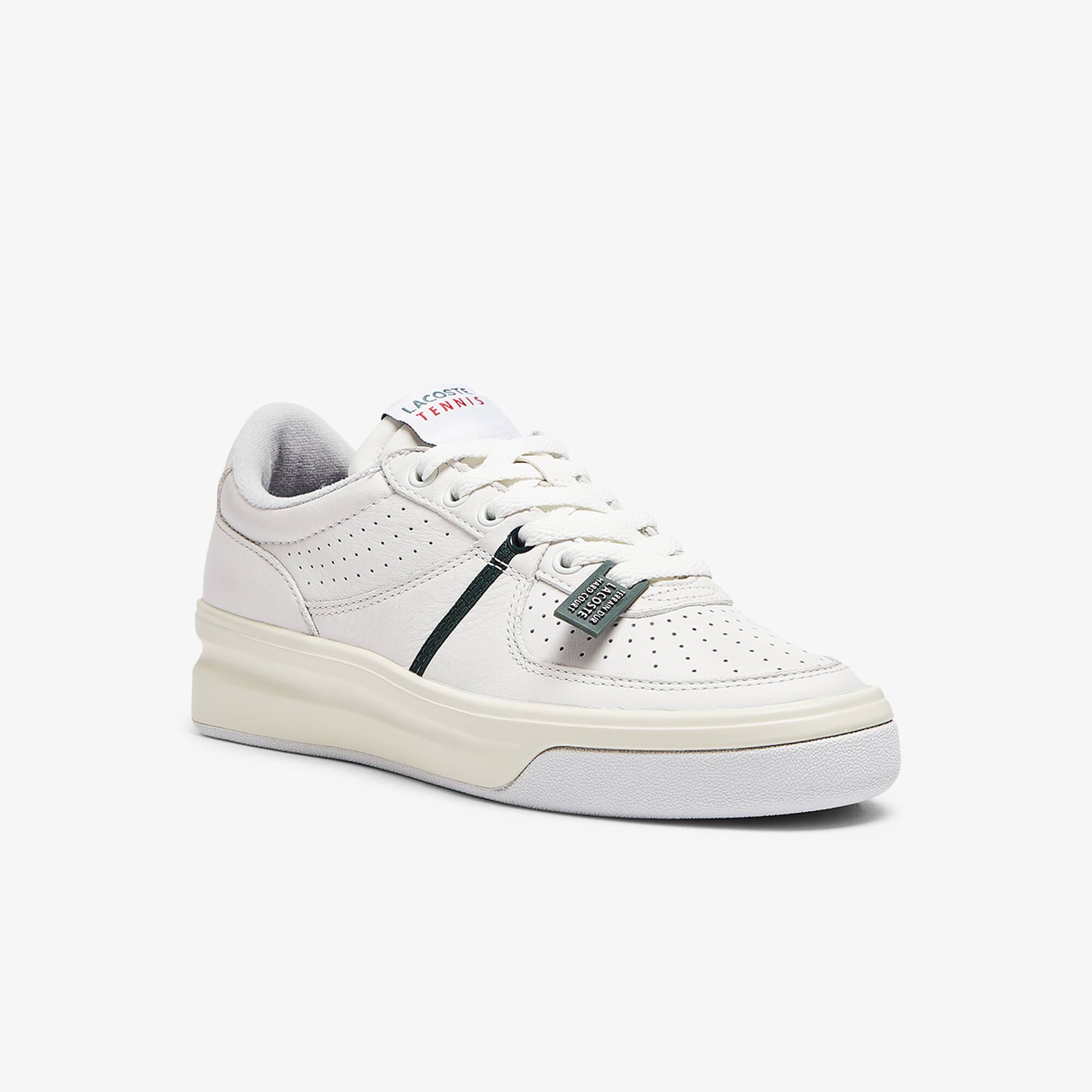 Lacoste Sneakers Quantace femme en cuir Taille 41 Vert Foncé/beige