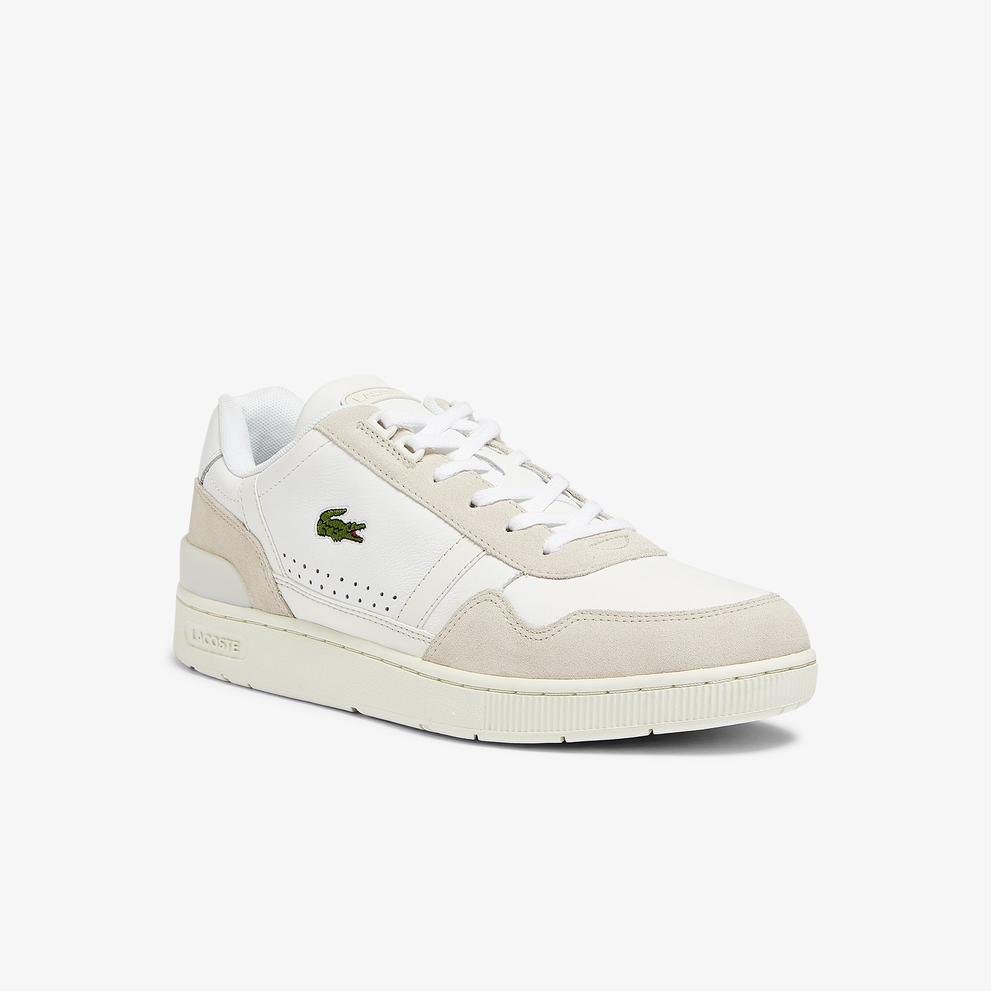 Lacoste Sneakers T-Clip homme en cuir et daim Taille 46.5 Blanc/beige