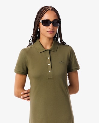 Robe polo slim fit en mini Piqu&eacute; stretch