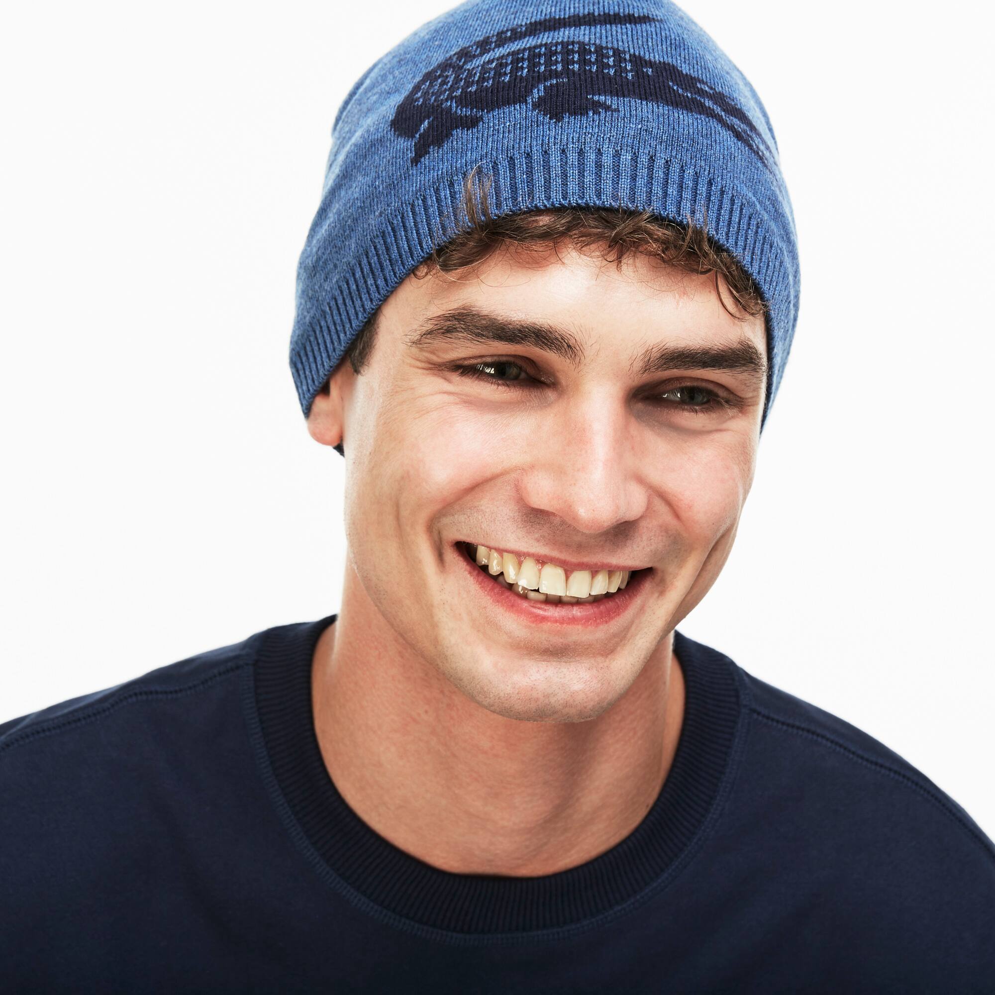 Bonnet en laine avec crocodile jacquard