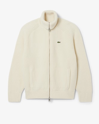 Pull zipp&eacute; col montant laine