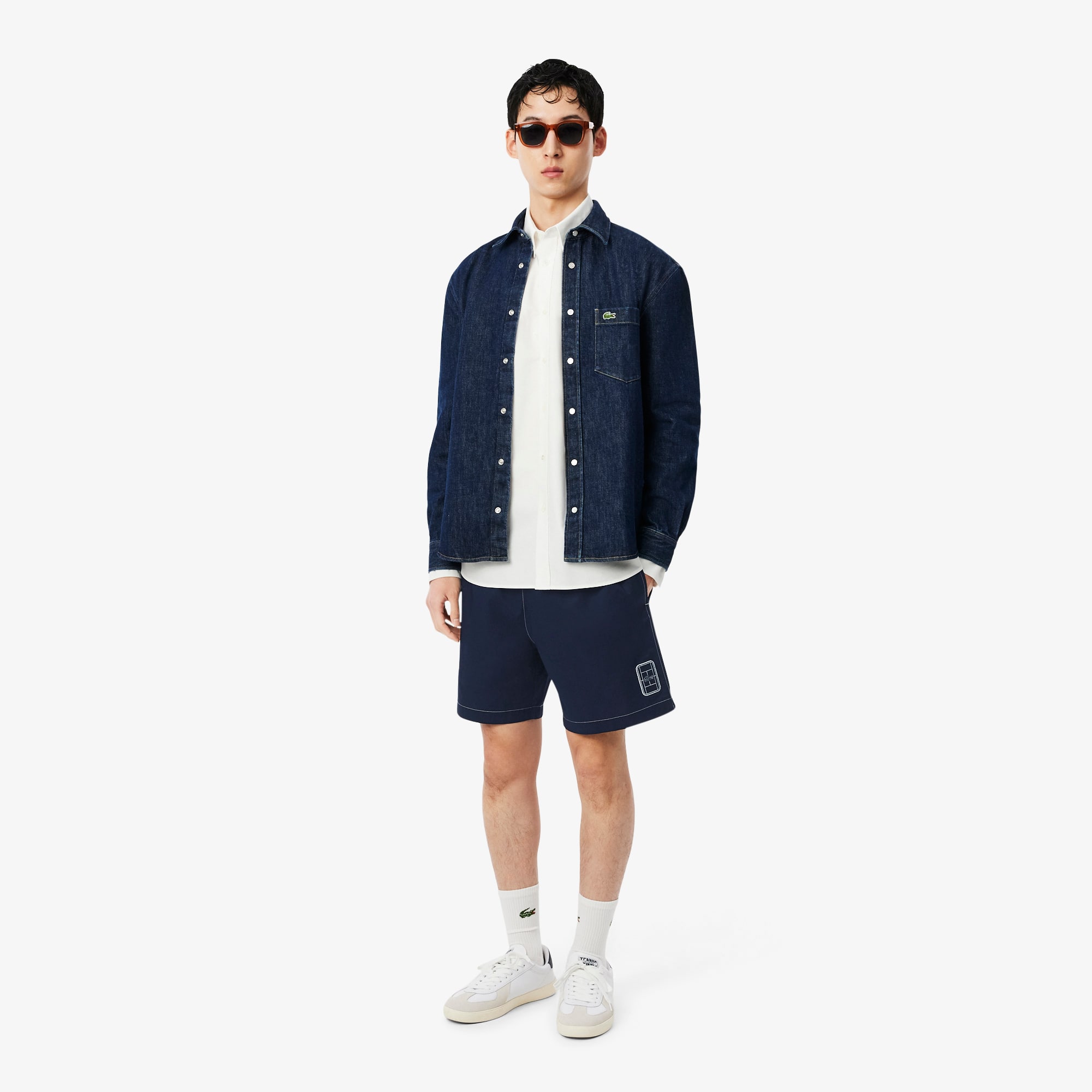 Lacoste Short twill de coton relaxed fit Taille S Bleu Marine