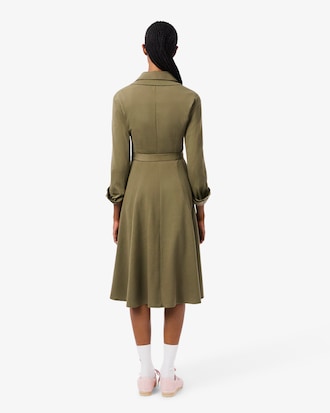 Robe col polo Petit Piqu&eacute; ceintur&eacute;e