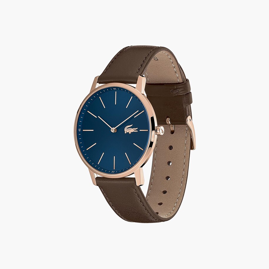 Montre Homme Moon Avec Bracelet En Cuir Marron Lacoste