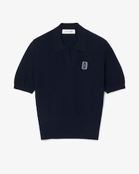Polo maille col ouvert badge regular fit