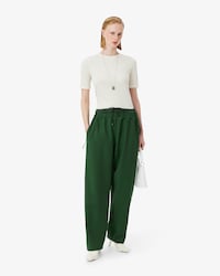 Pantalon bi-mati&egrave;re laine D&eacute;fil&eacute;