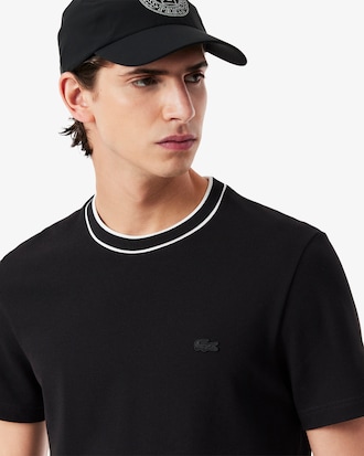 T-shirt en Piqué stretch col rayé