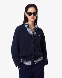 Cardigan col V point mousse coton