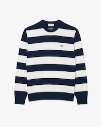 Pull col rond marini&egrave;re coton ray&eacute;