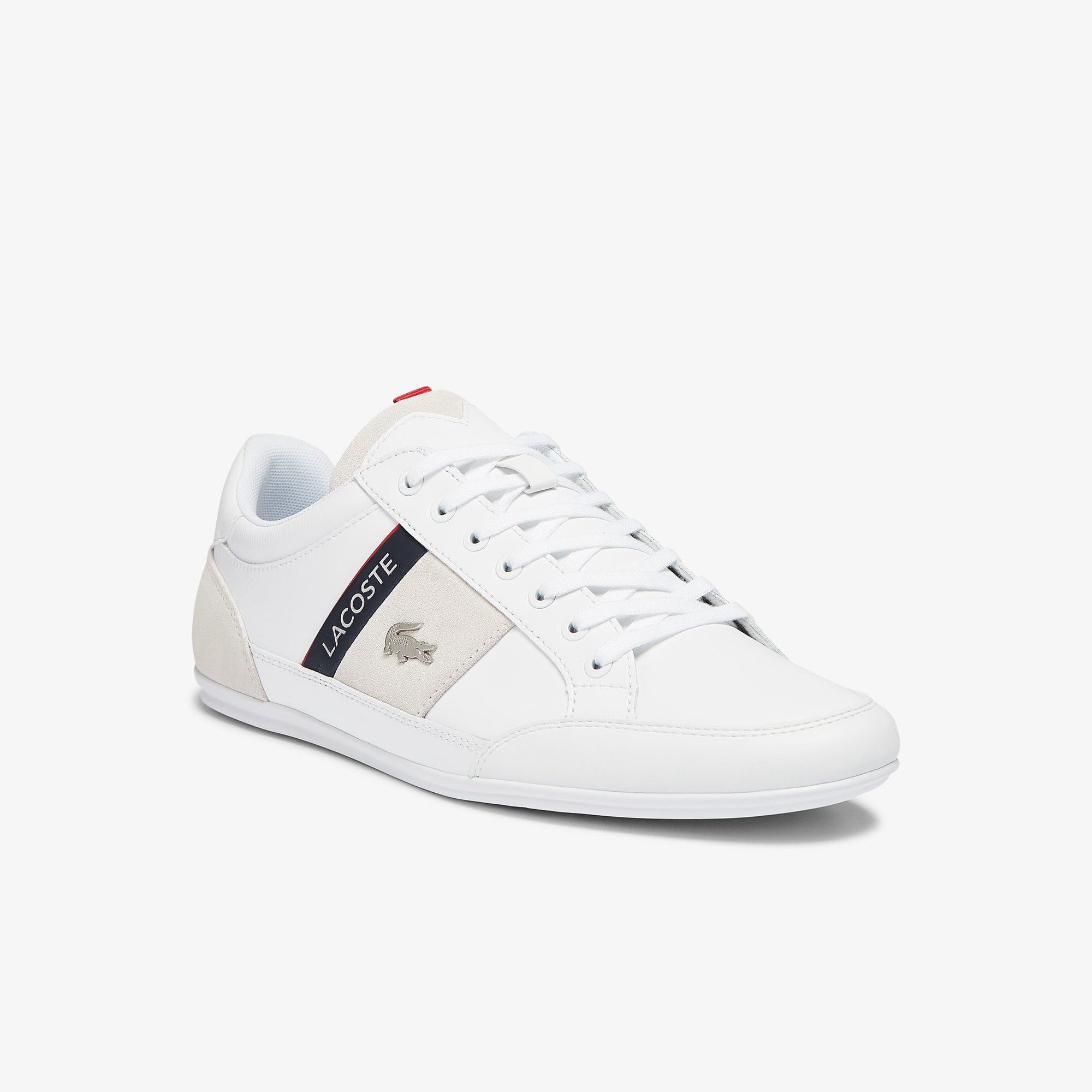 Lacoste Sneakers Chaymon homme en cuir et daim Taille 44.5 Blanc/marine