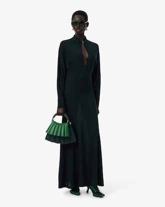 Robe longue col polo soie Défilé