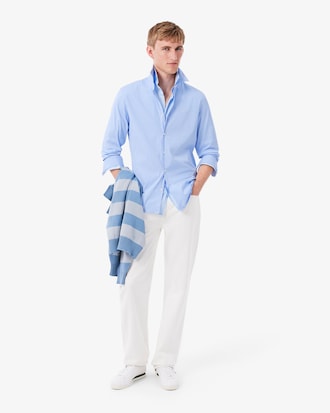Chemise popeline stretch ray&eacute;e slim fit