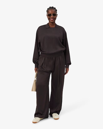 Pantalon oversize satin&eacute;