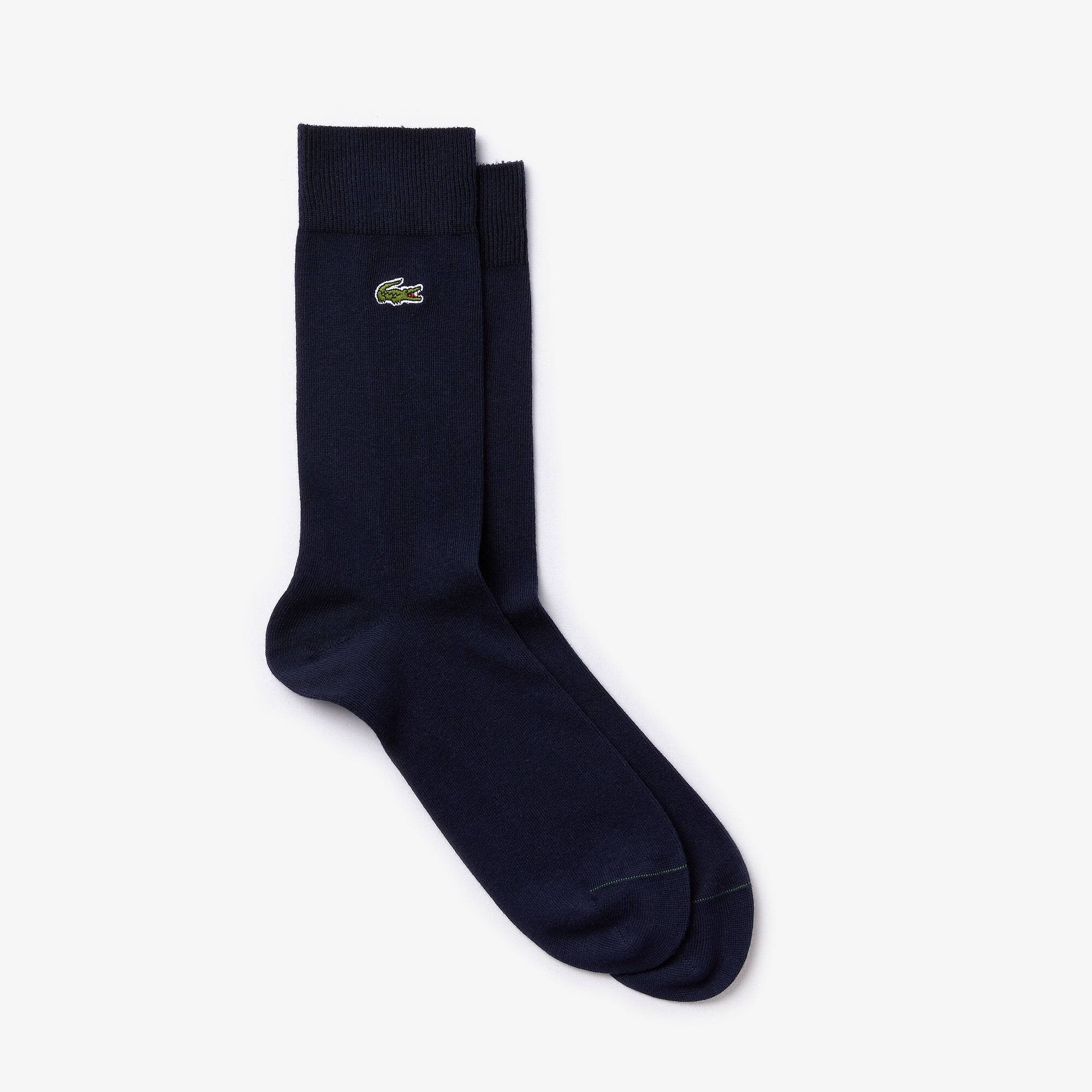 Lacoste Chaussettes unies en coton mélangé avec crocodile brodé Taille 41 - 46 Bleu Marine