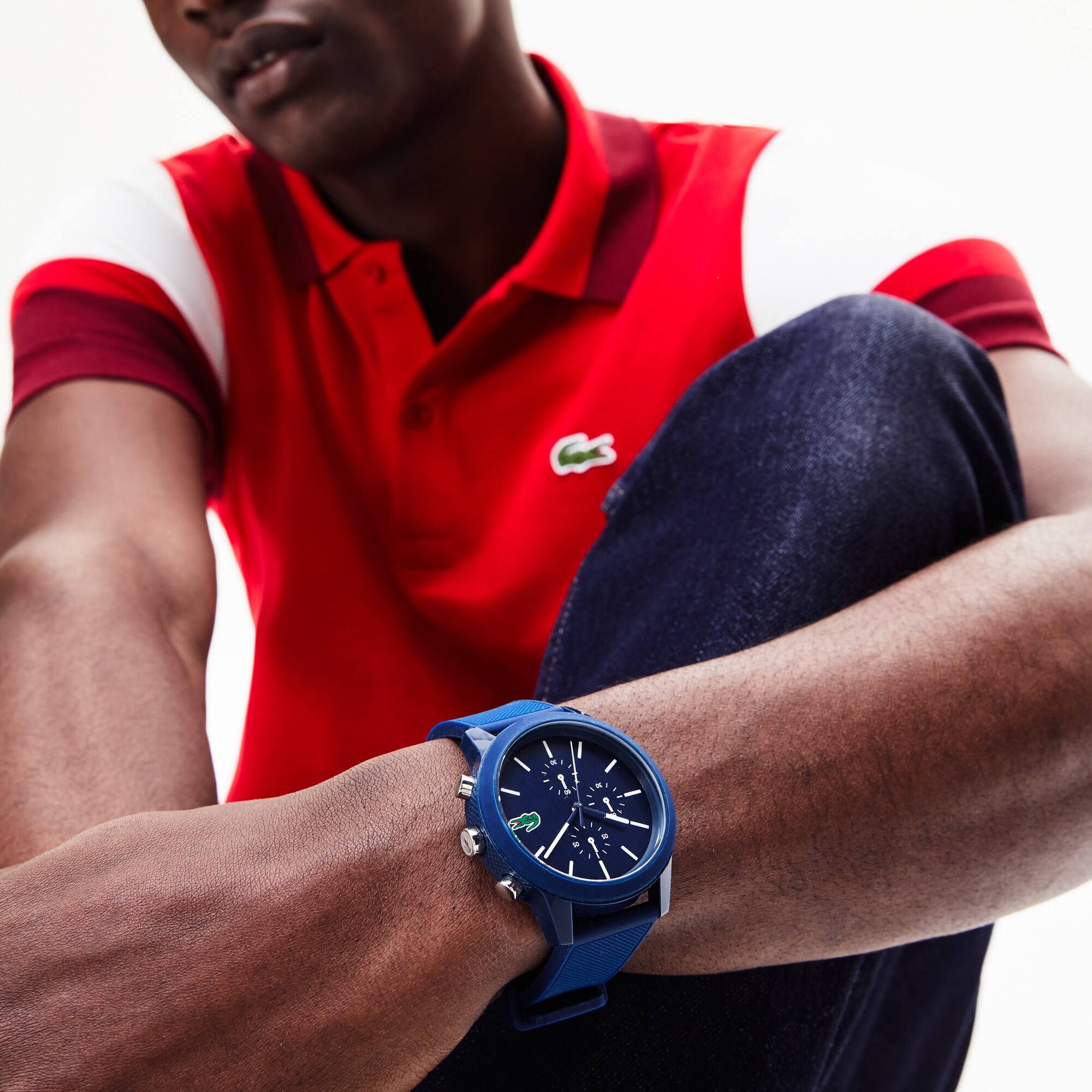 Montre homme Lacoste.12.12 chronographe avec bracelet en silicone bleu Taille Taille unique Bleu