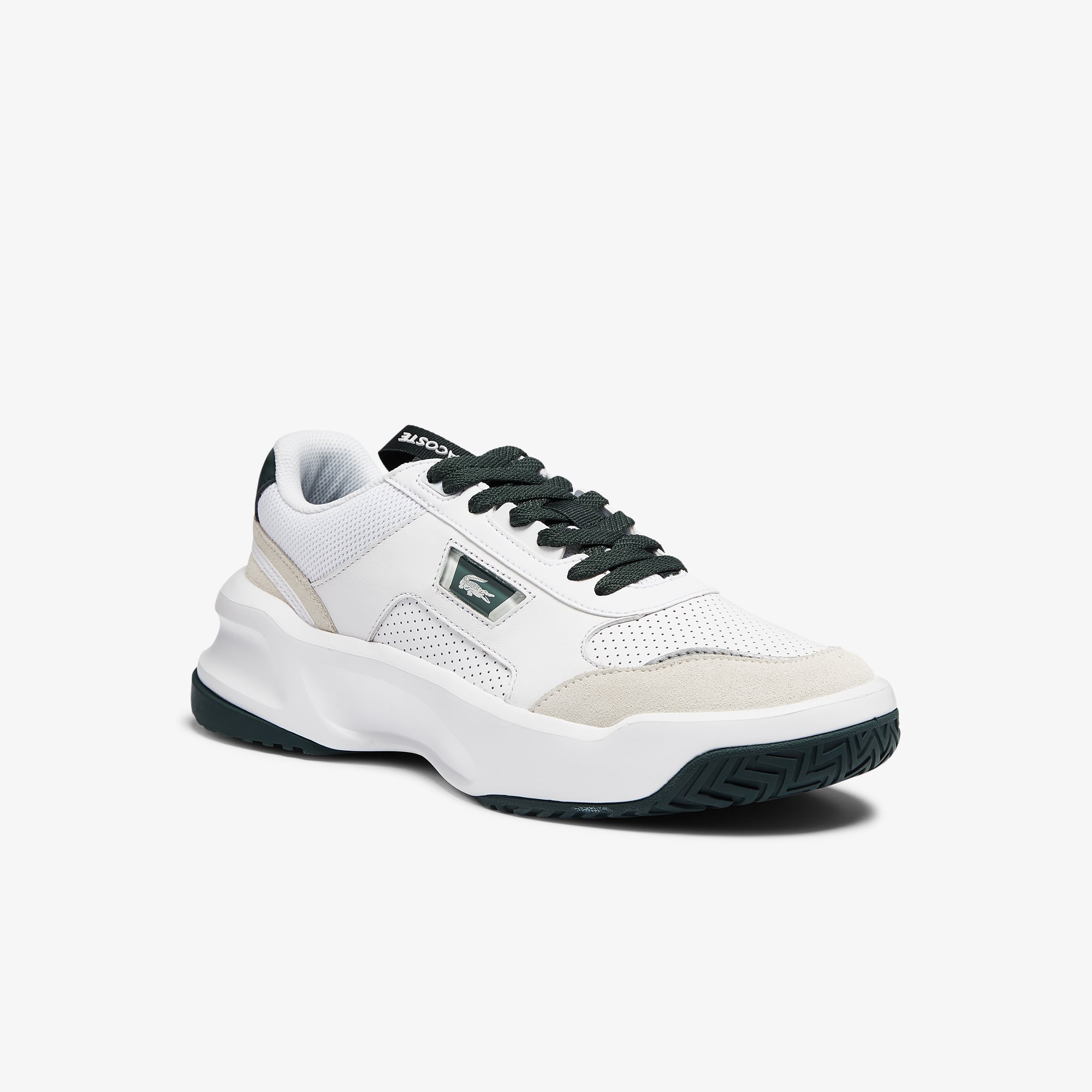 Lacoste Sneakers Ace Lift homme color-block en cuir Taille 44 Blanc/vert Foncé