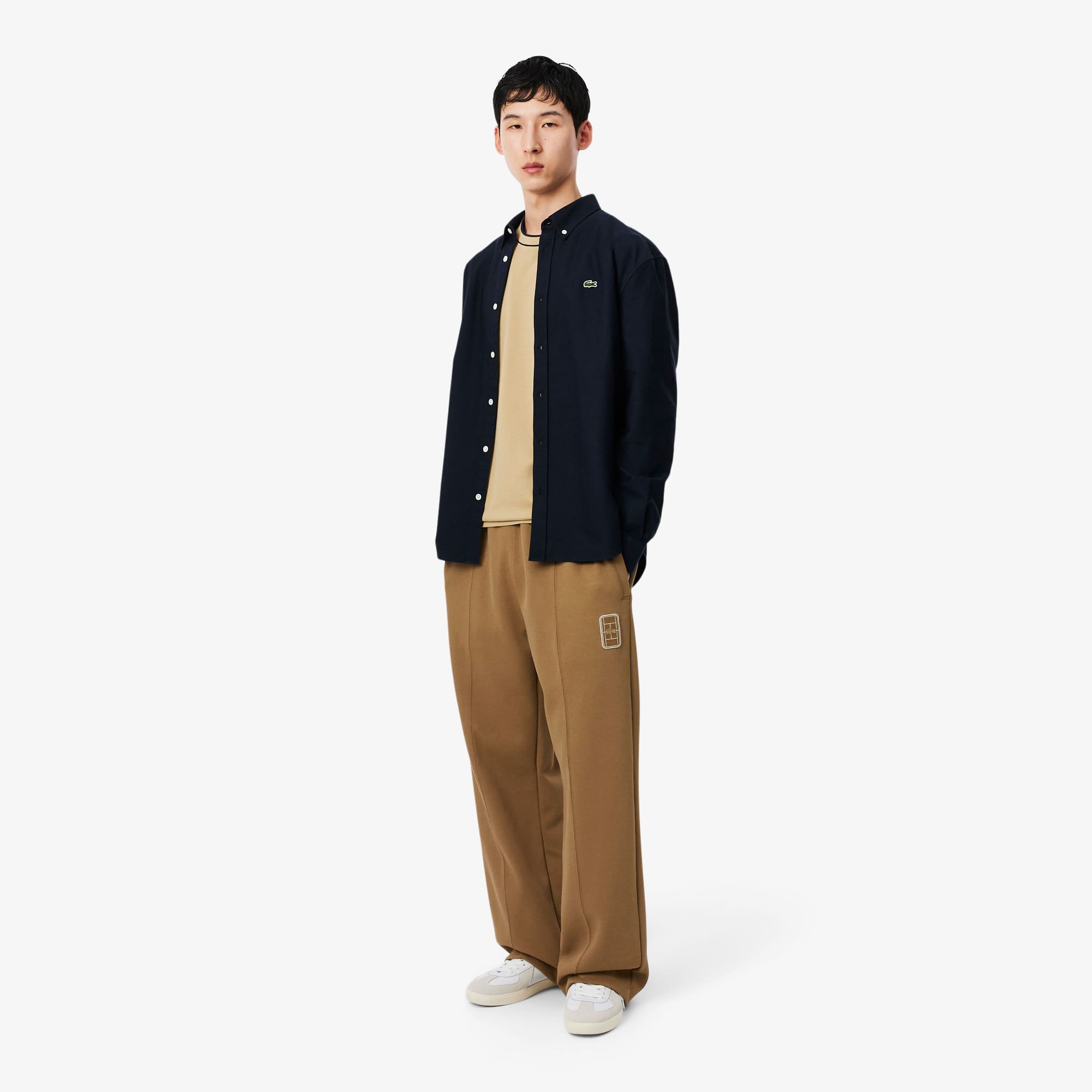 Lacoste Pantalon de survêtement Piqué badge Taille L Marron