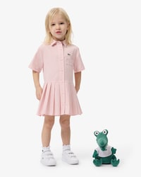 Robe chemise popeline bas pliss&eacute;