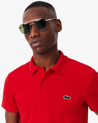 Polo regular fit en coton m&eacute;lang&eacute;