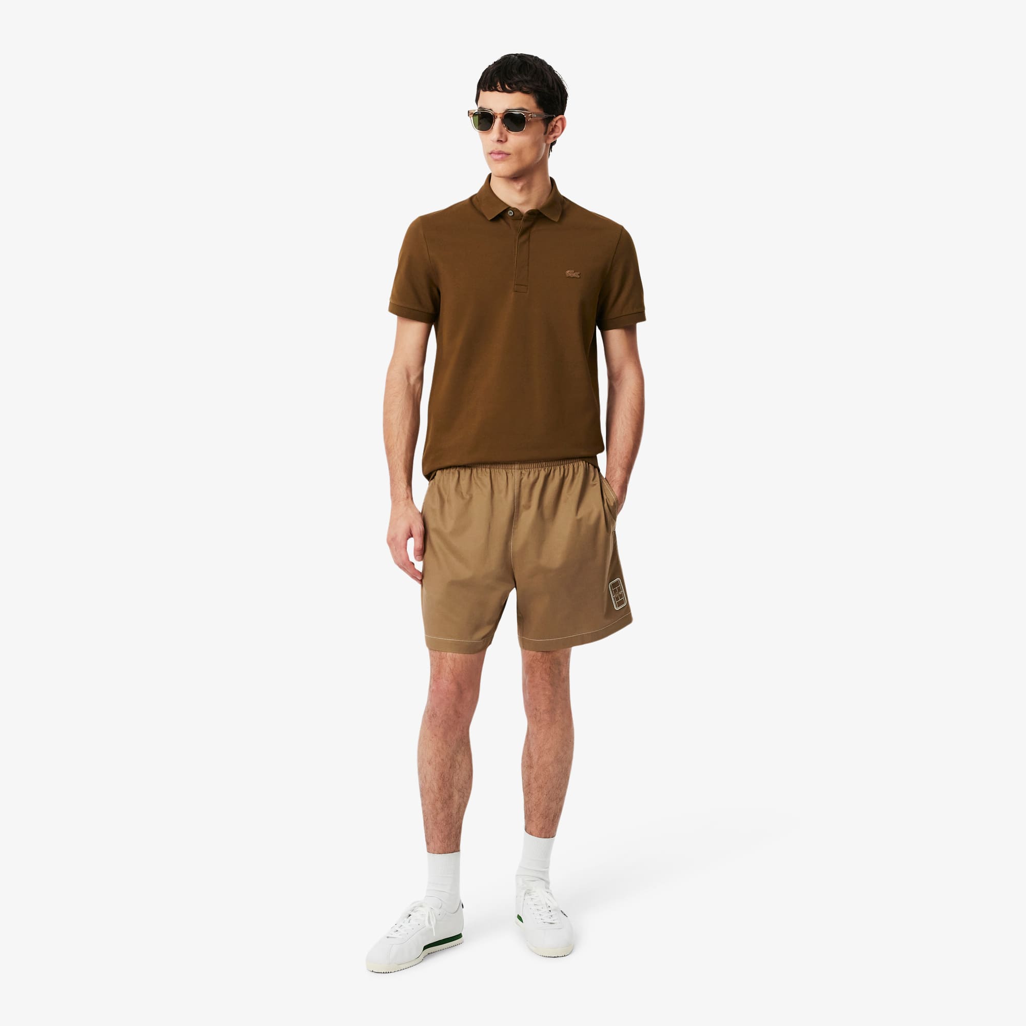 Lacoste Short twill de coton relaxed fit Taille M Marron