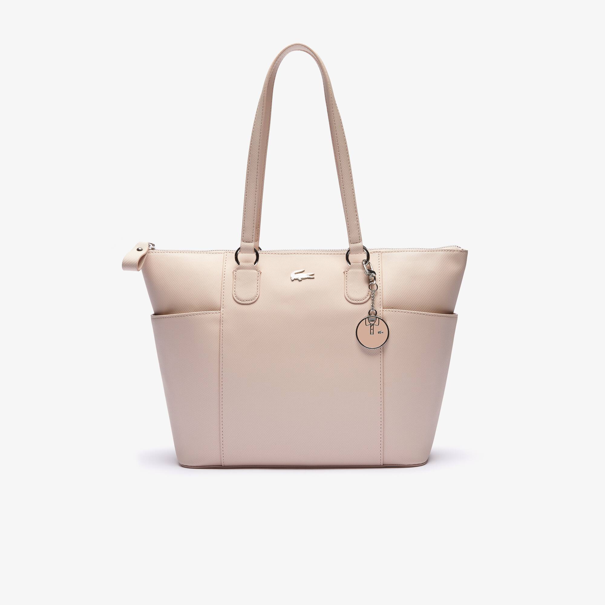 Lacoste Sac cabas zippé Daily Classic en toile piquée avec breloque polo Taille Taille unique Rose D