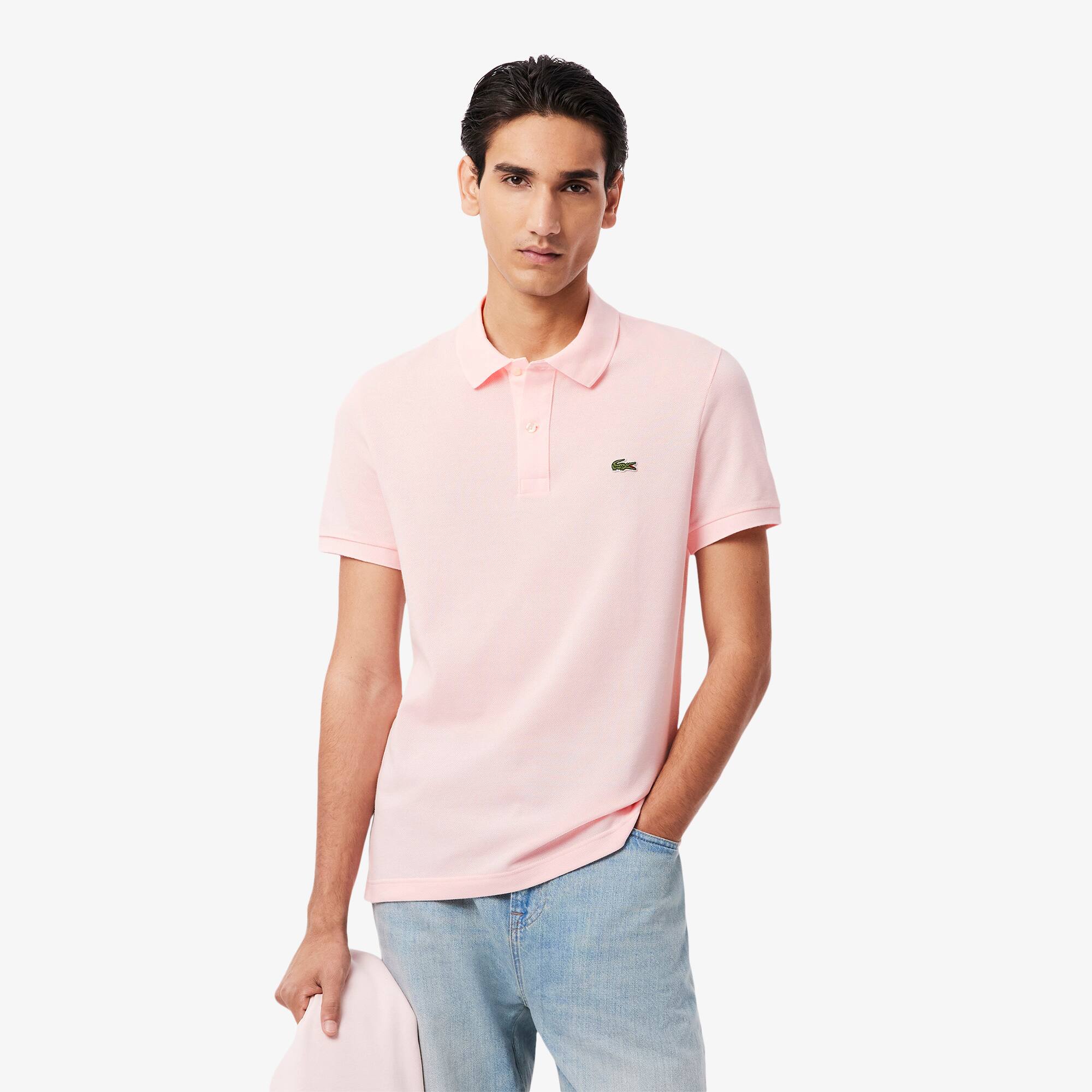 Polo Lacoste slim fit en petit piqué uni Taille 2 - XS Rose Pale