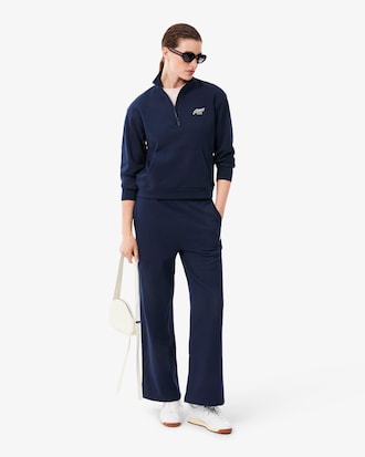 Sweatshirt col montant zipp&eacute; molleton badge