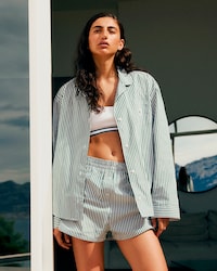 Ensemble de pyjama ray&eacute; popeline oversize