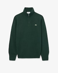 Pull zipp&eacute; uni col montant laine