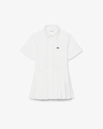 Robe chemise popeline bas pliss&eacute;