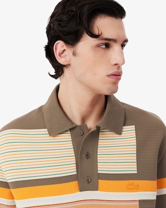 Pull col polo rayures textur&eacute;es D&eacute;fil&eacute;