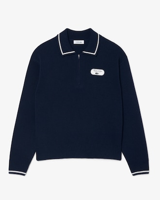 Pull col polo zipp&eacute; Tennis H&eacute;ritage badge
