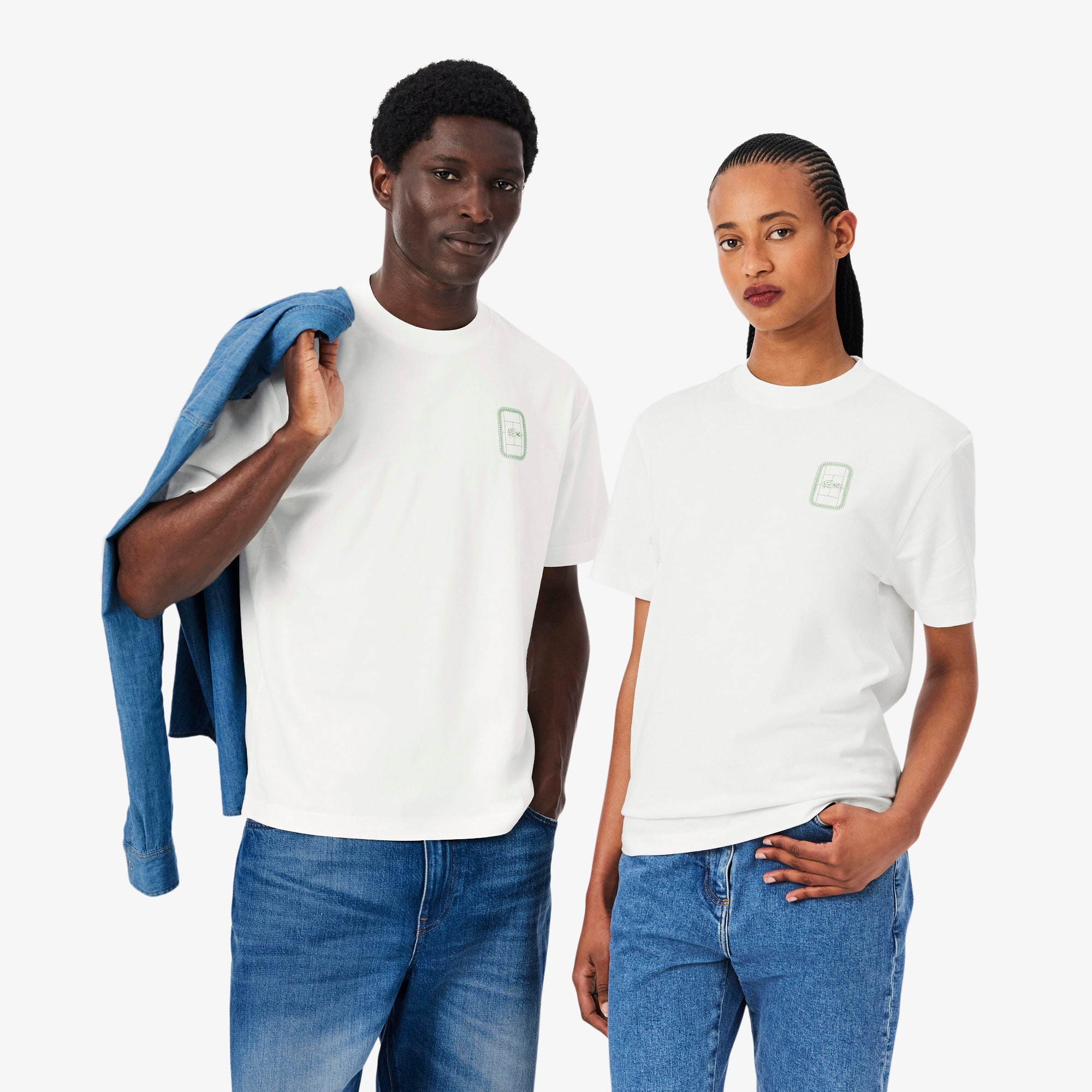 Lacoste T-shirt jersey coton imprimé tennis Taille XS Blanc