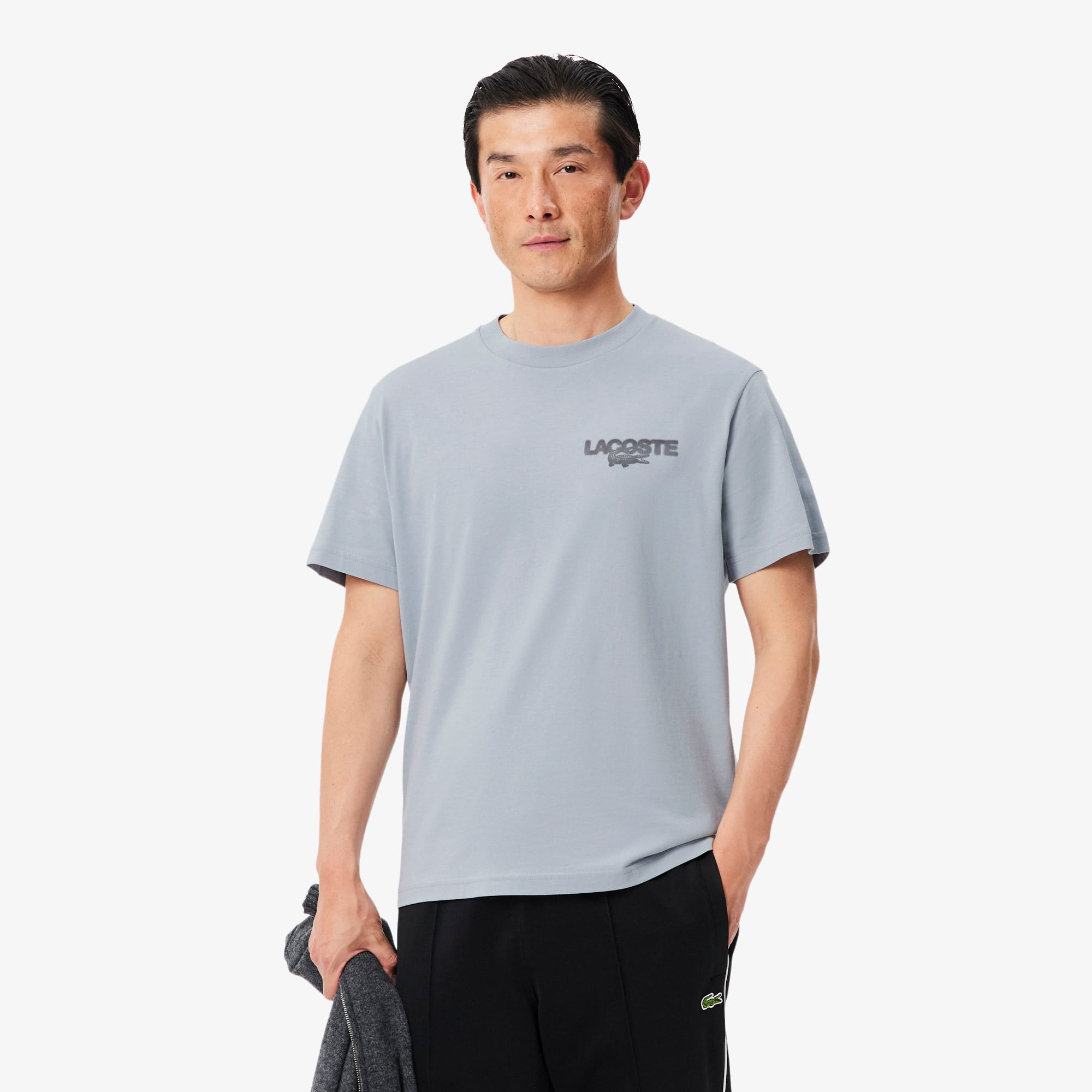 Lacoste T-shirt jersey imprimé tennis graphique Taille M Bleu Gris