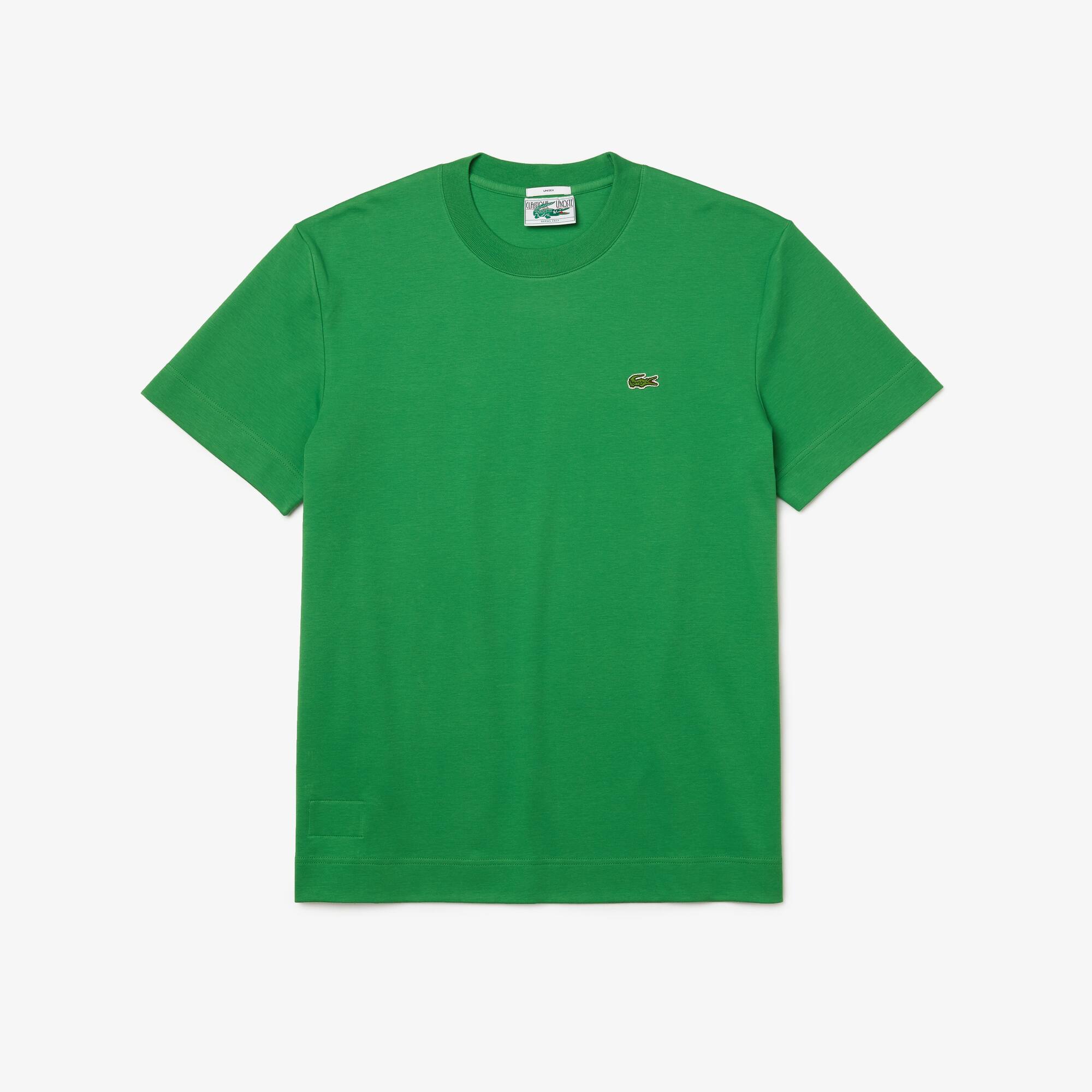 Lacoste T-shirt à col rond unisexe en coton biologique uni Taille 3 - S Vert
