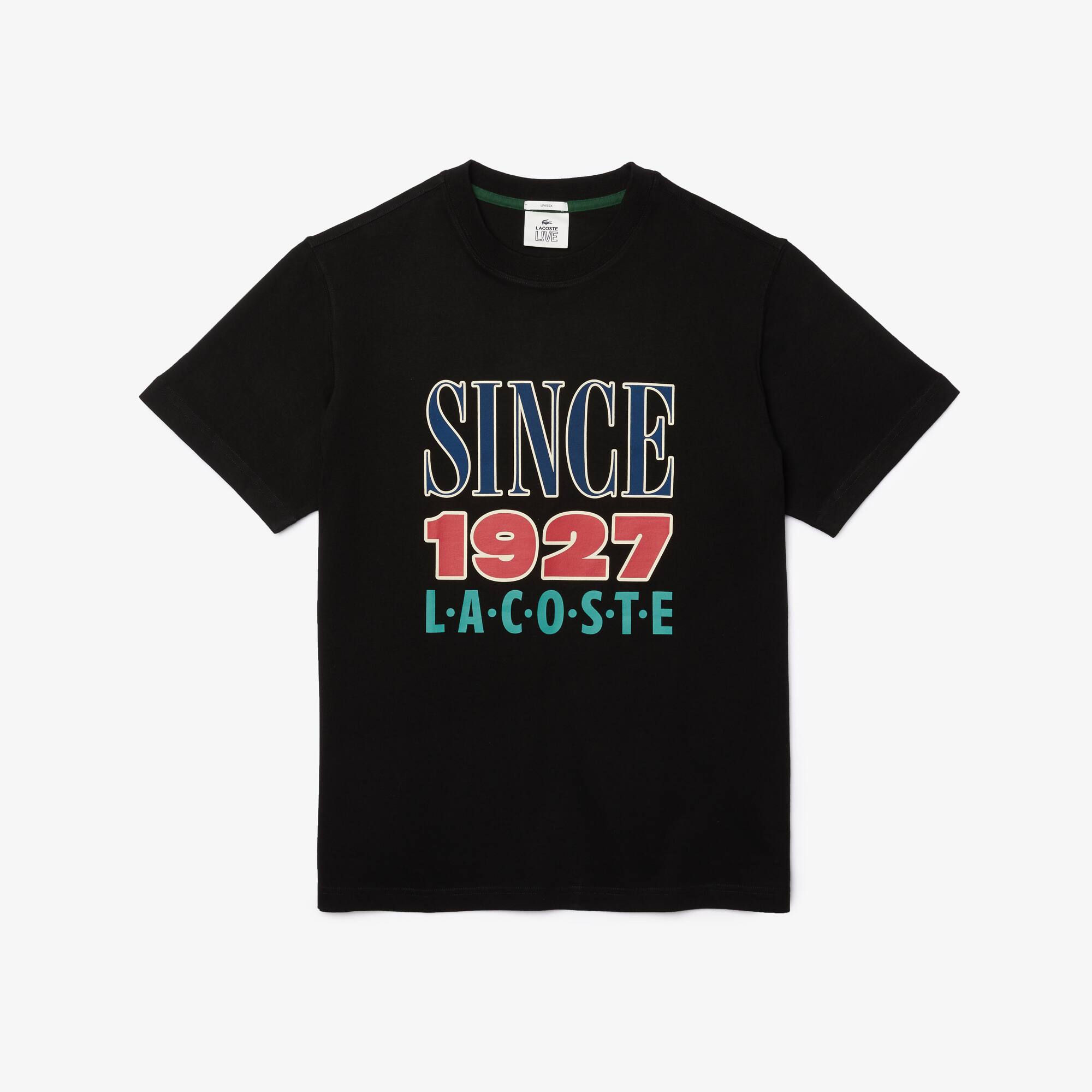 T-shirt unisexe Lacoste LIVE en coton imprimé Taille 2 - XS Noir