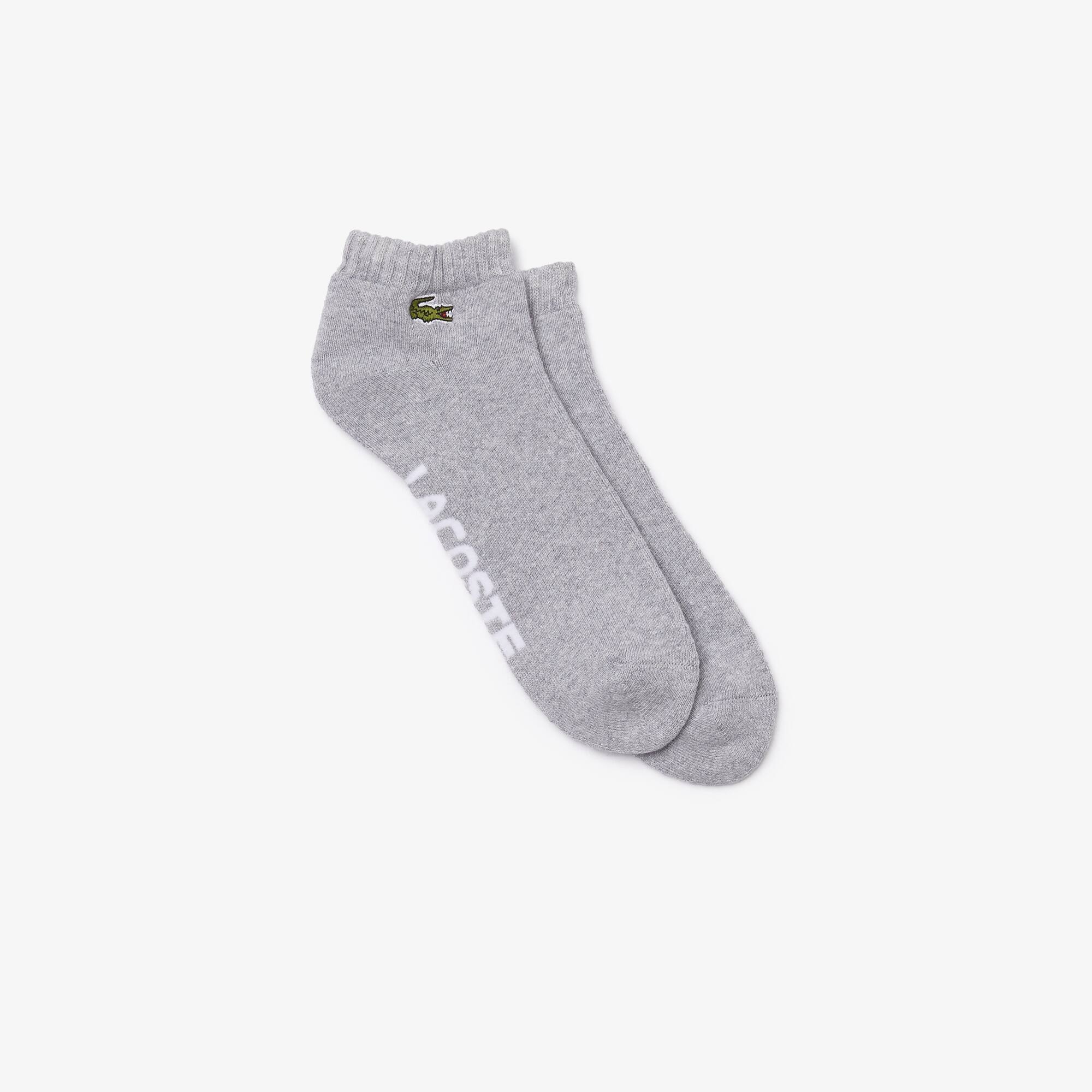 Chaussette basses Lacoste SPORT en coton avec marquage Taille 41 - 46 Gris Chiné / Blanc