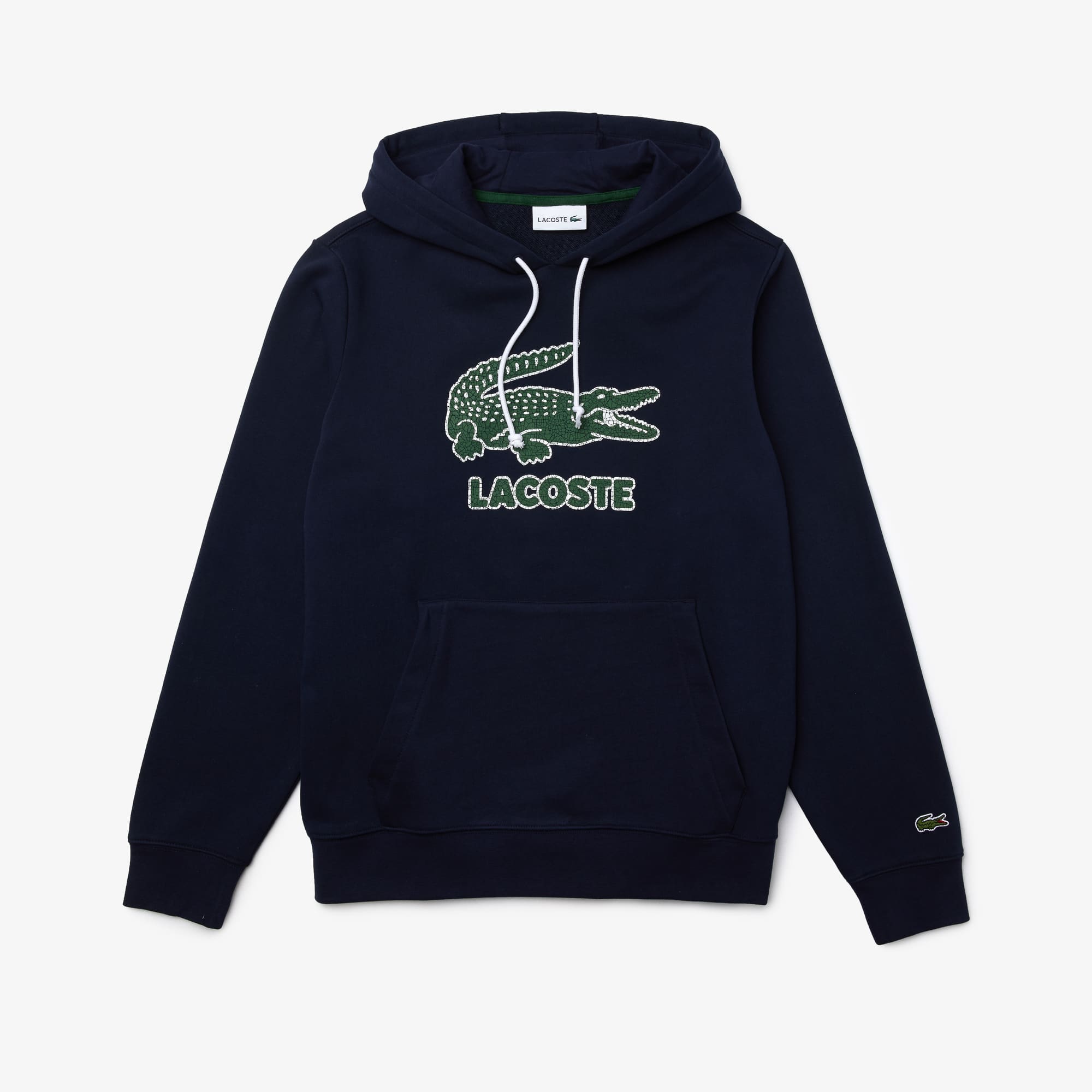 Lacoste Sweatshirt à capuche en molleton avec logo craquelé imprimé Taille 4 - M Bleu Marine