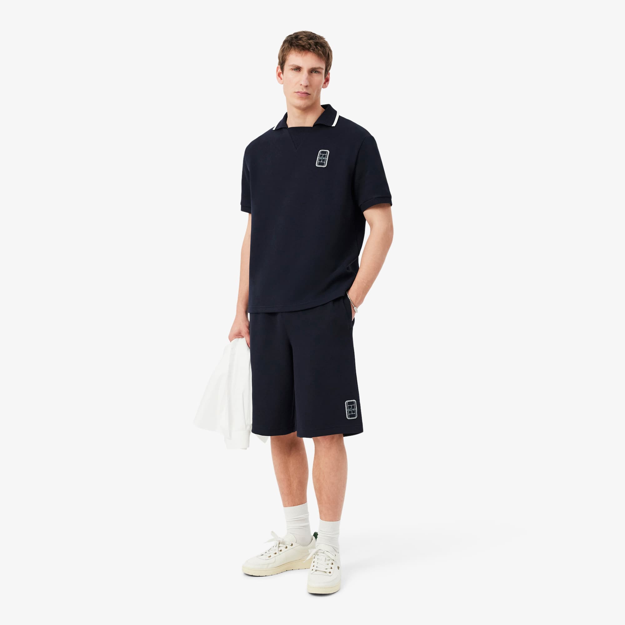 Lacoste Short en Piqué double face relaxed fit Taille XS Bleu Marine