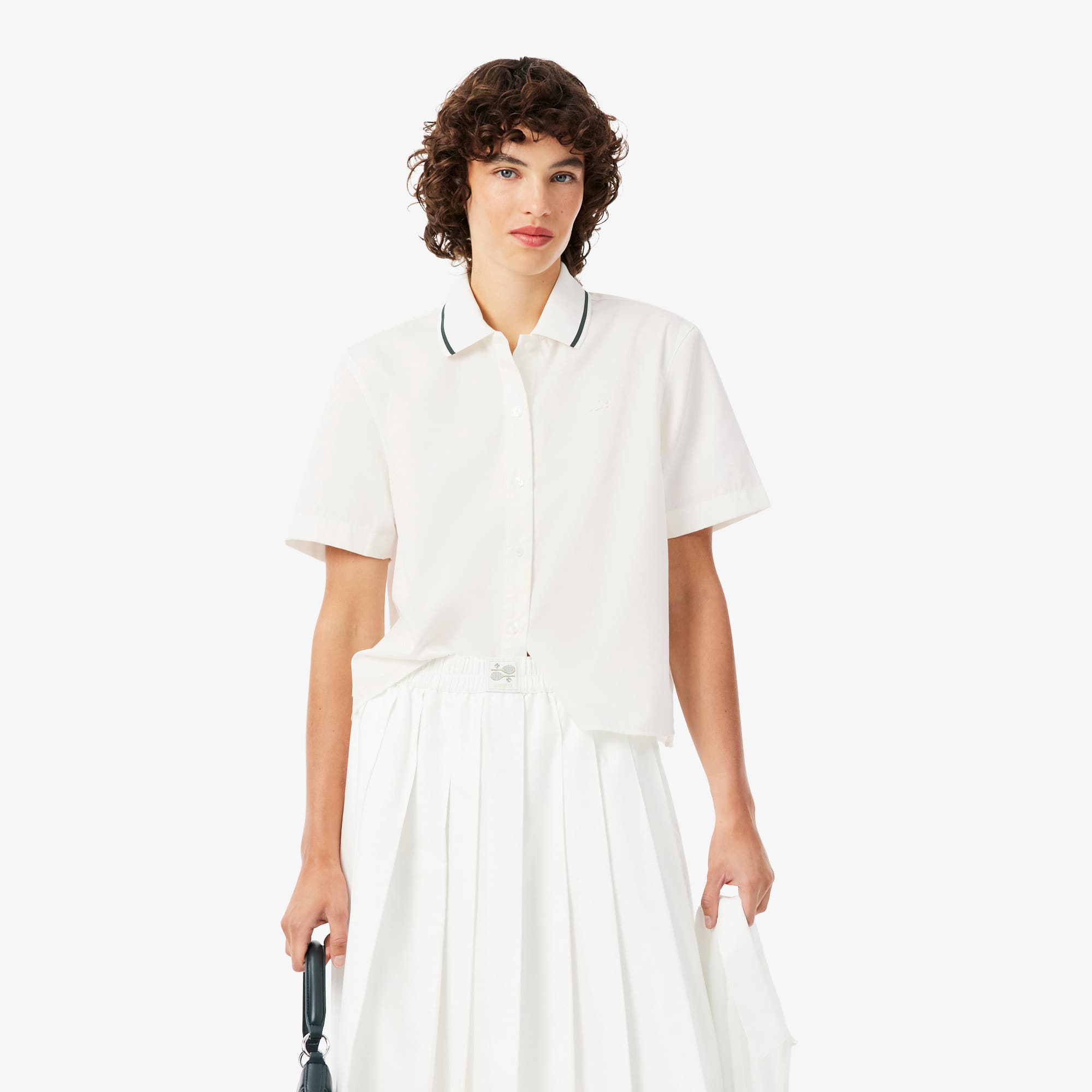 Lacoste Chemise effet Petit Piqué oversize Taille 38 Blanc